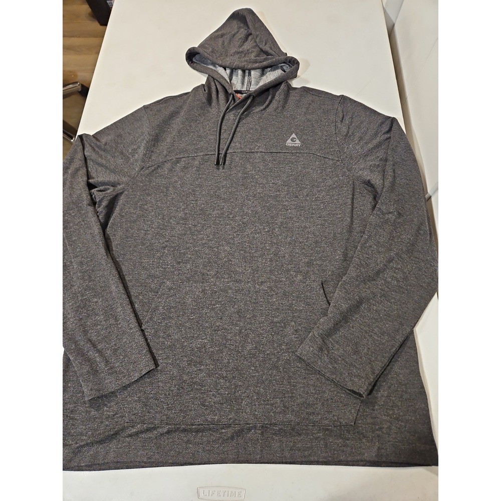 Gerry Hoodie Mens XL Dark Gray Lightweight Long Sleeve Pullover Tee Shirt (440